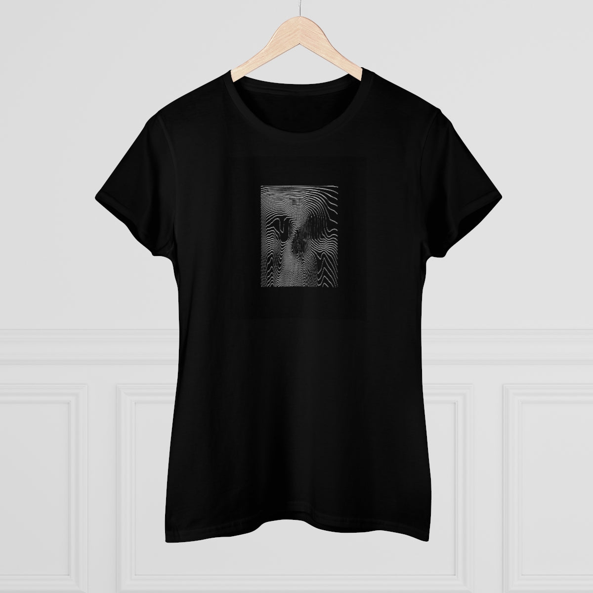 Glitched Halftone Skull | Women's Premium Cotton Tee - Front Print