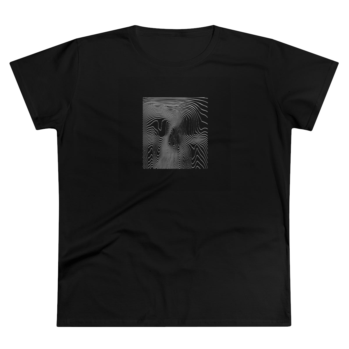 Glitched Halftone Skull | Women's Premium Cotton Tee - Front Print