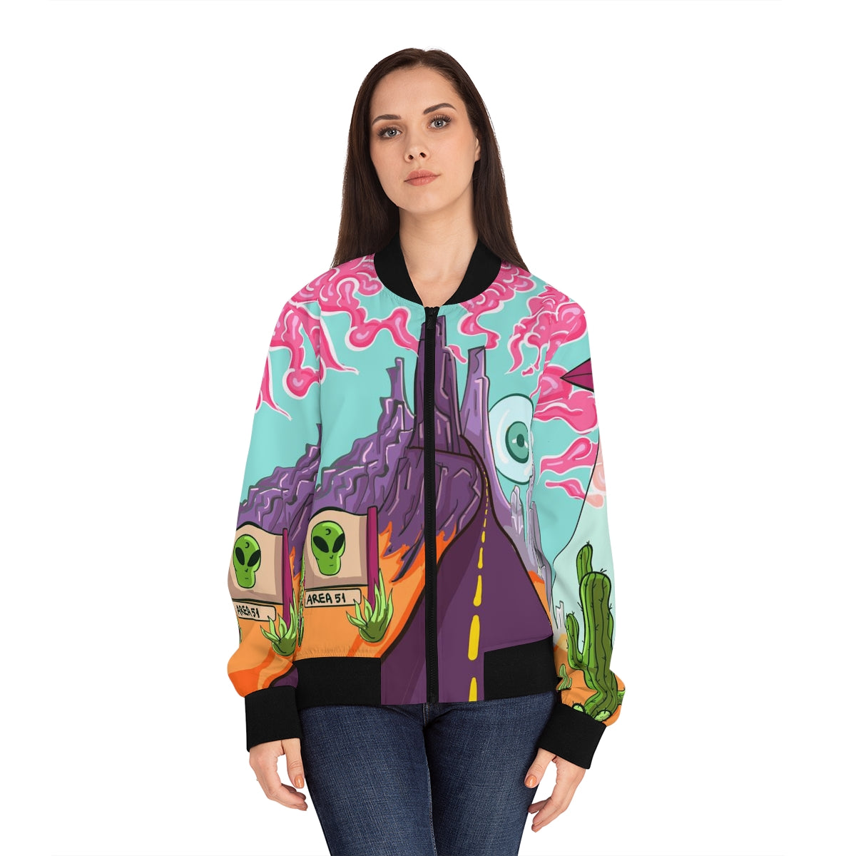 Trippy Alien - Women's Bomber Jacket (AOP)