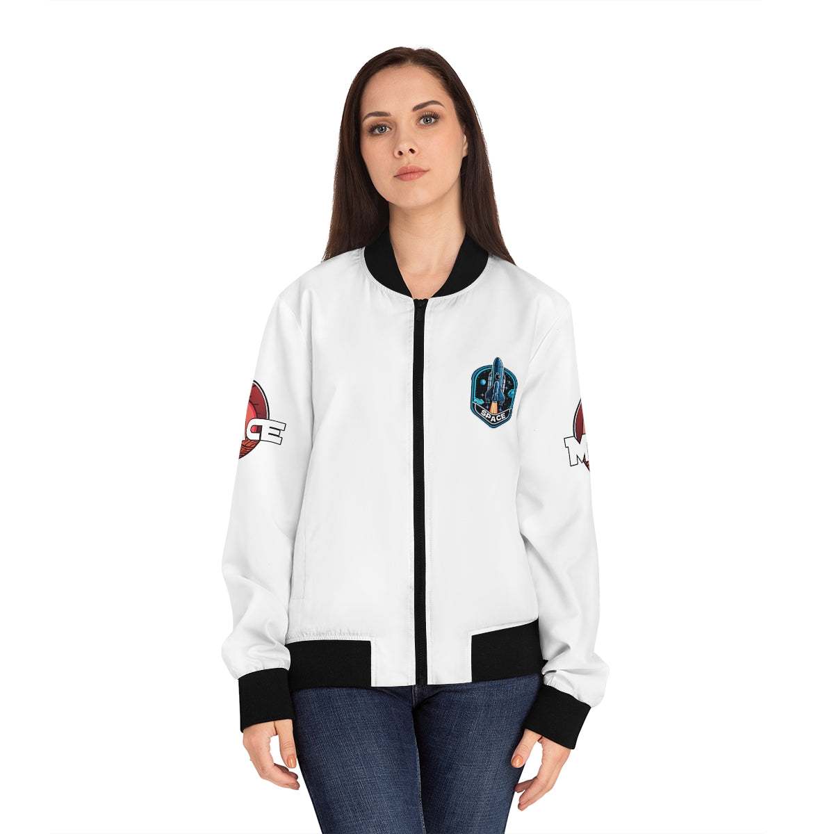 Space Surf Cosmic Vibes - Mars - Women's Bomber Jacket (AOP)