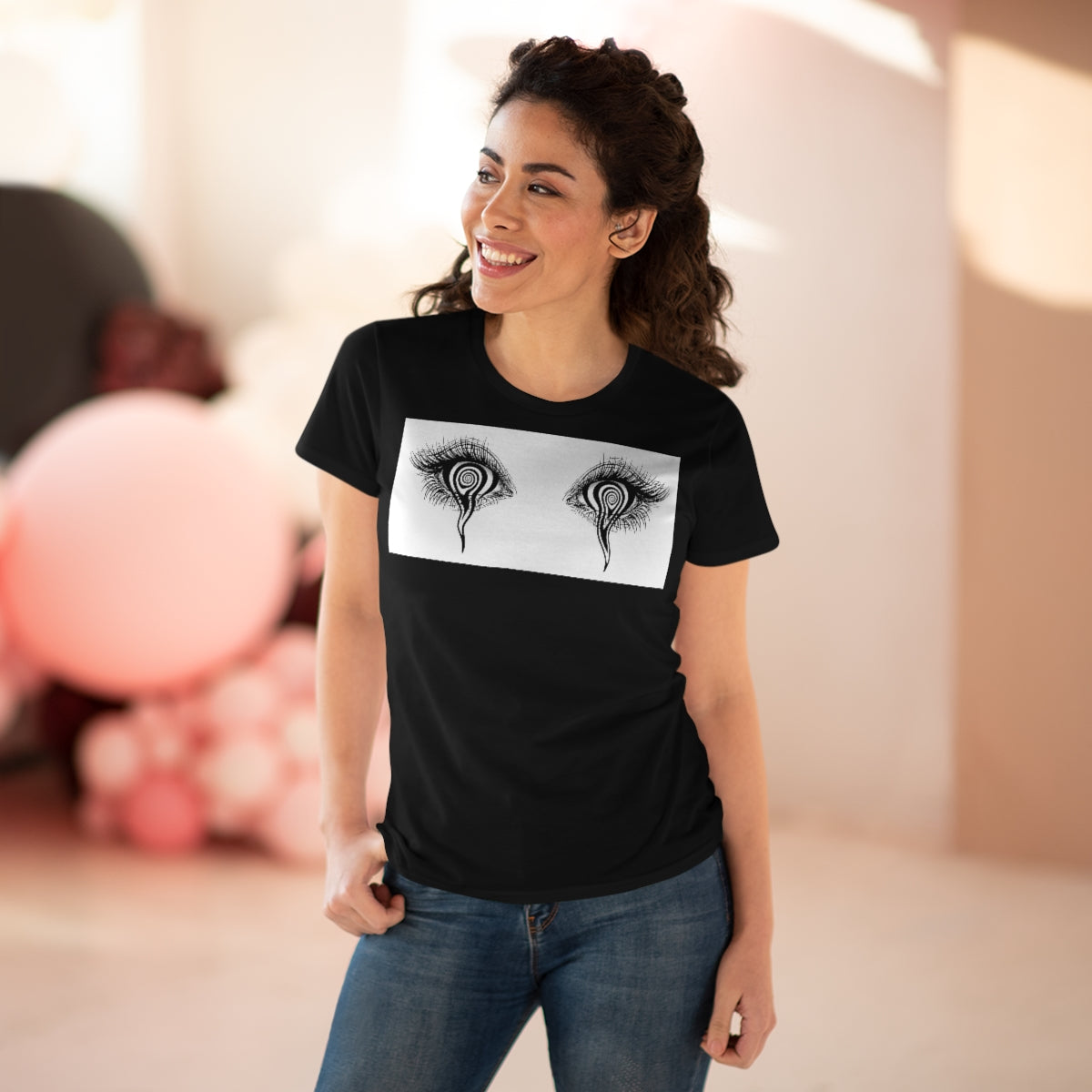 Trippy Eyes | Women's Premium Cotton Tee - Front Print