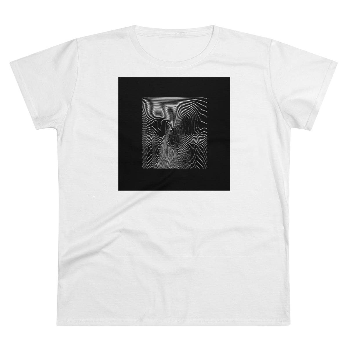 Glitched Halftone Skull | Women's Premium Cotton Tee - Front Print