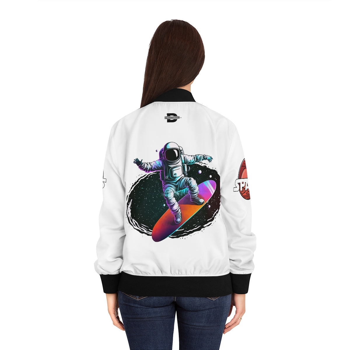 Space Surf Cosmic Vibes - Mars - Women's Bomber Jacket (AOP)