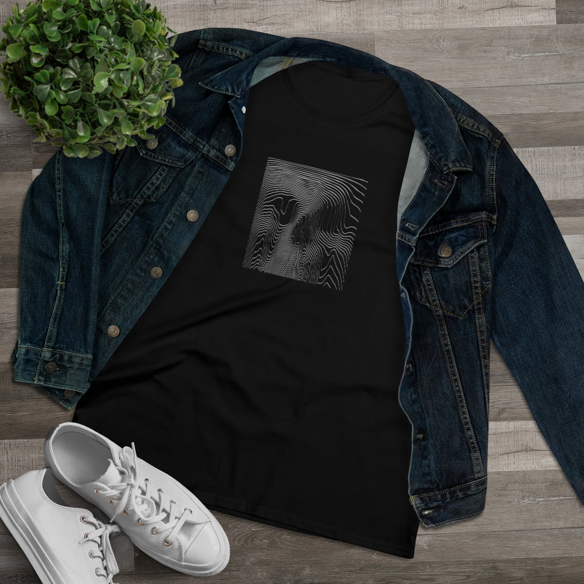 Glitched Halftone Skull | Women's Premium Cotton Tee - Front Print