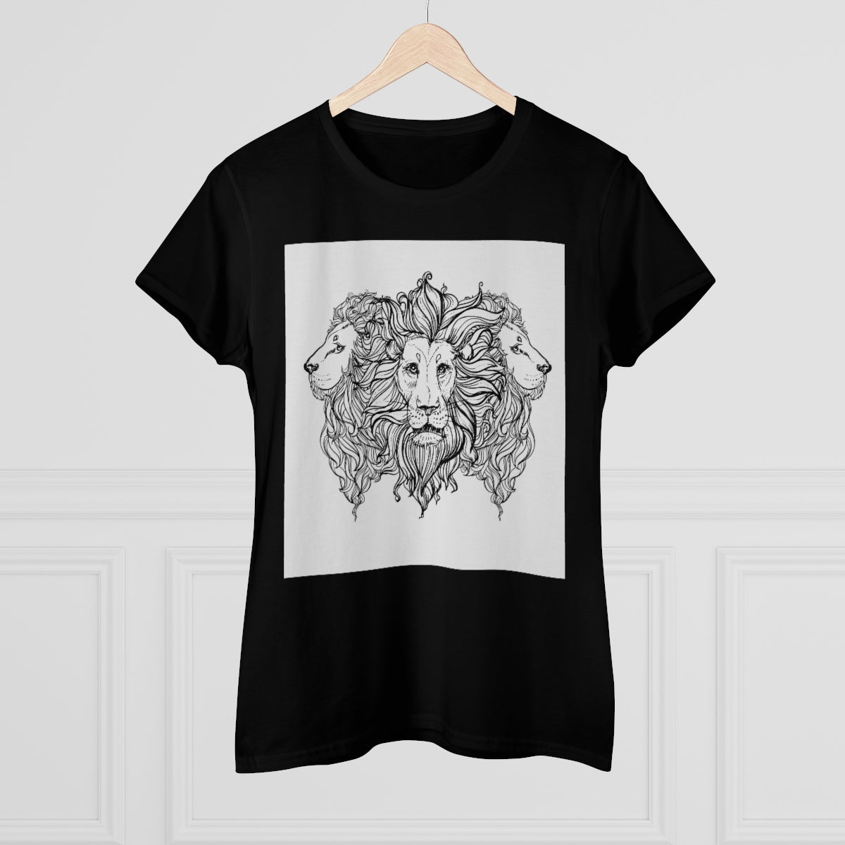 Hand drawn lion | Women's Premium Cotton Tee - Front Print