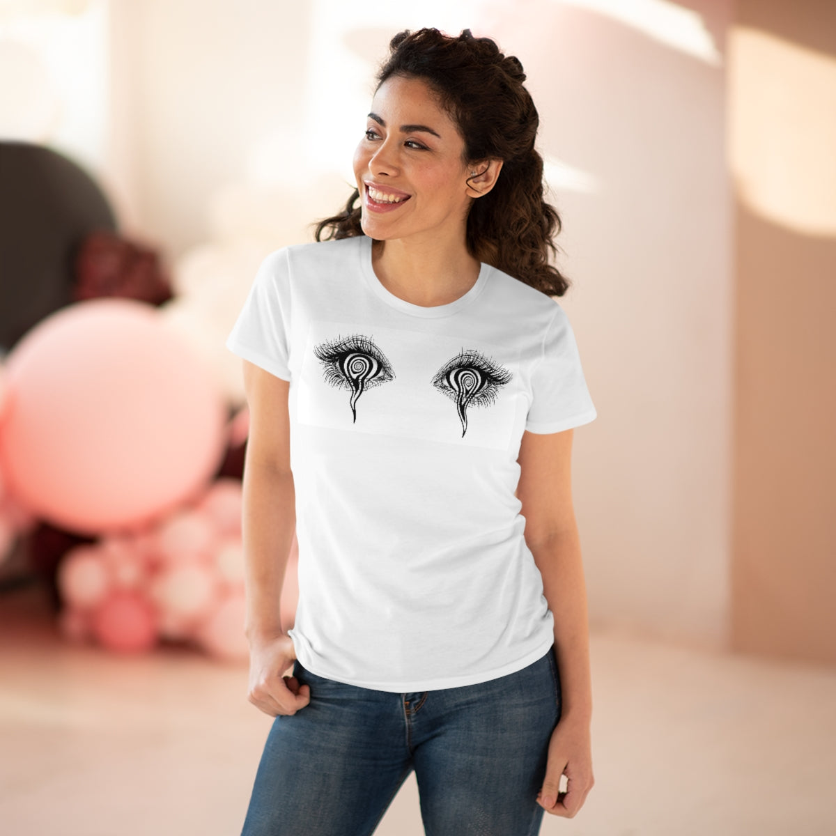 Trippy Eyes | Women's Premium Cotton Tee - Front Print