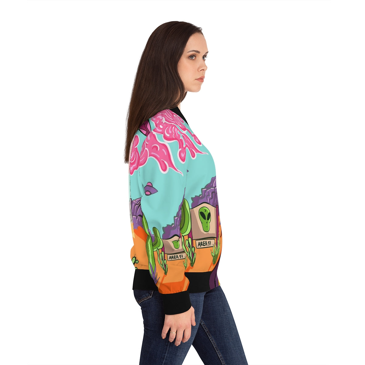 Trippy Alien - Women's Bomber Jacket (AOP)