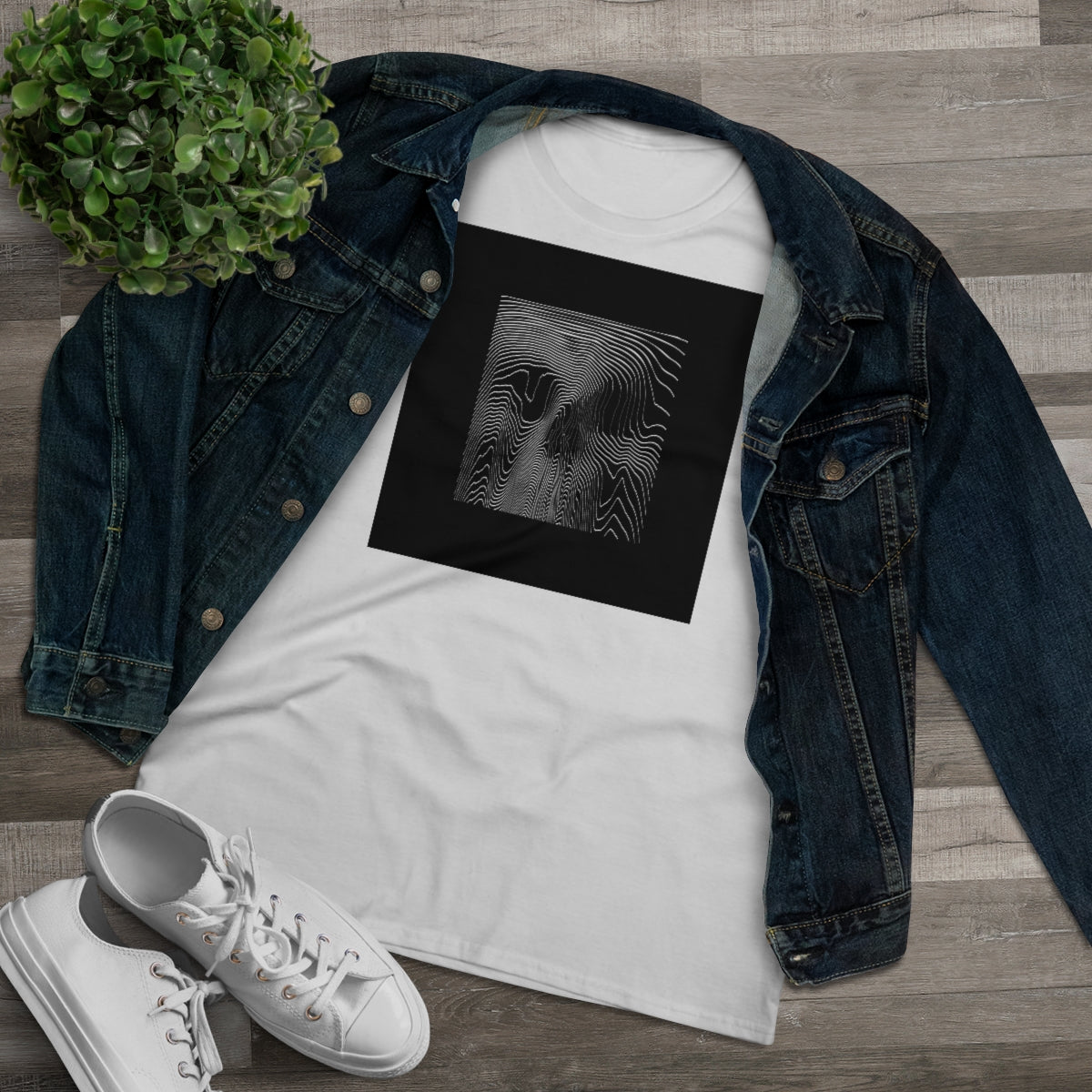 Glitched Halftone Skull | Women's Premium Cotton Tee - Front Print
