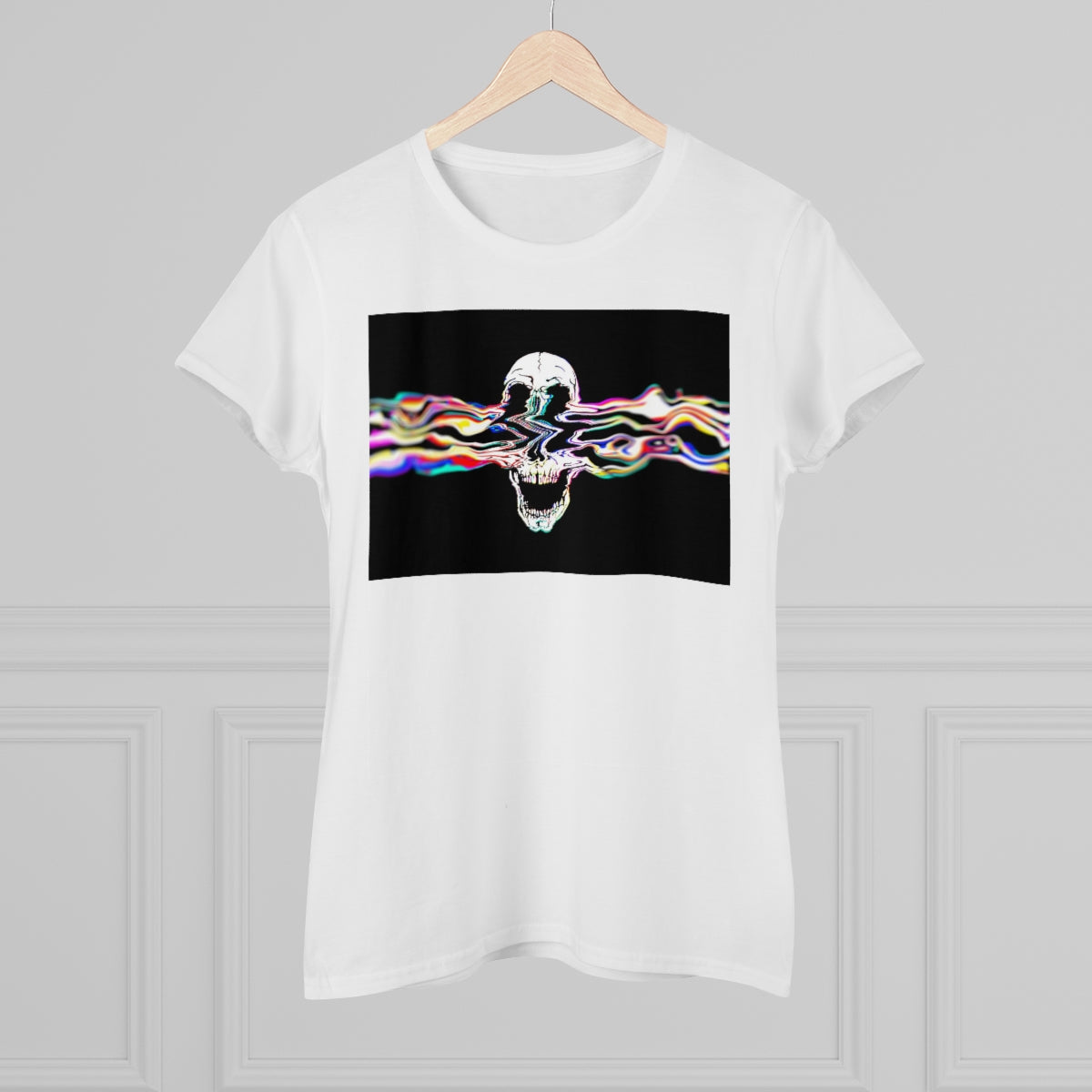 Glitch Melting Skull | Women's Premium Cotton Tee - Front Print