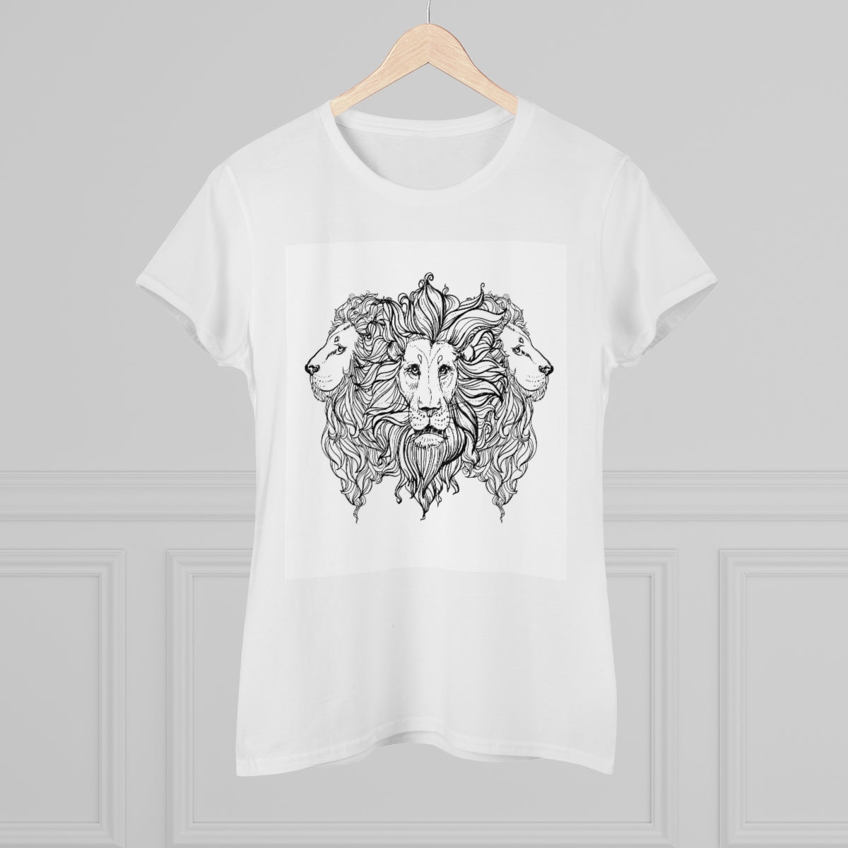 Hand drawn lion | Women's Premium Cotton Tee - Front Print