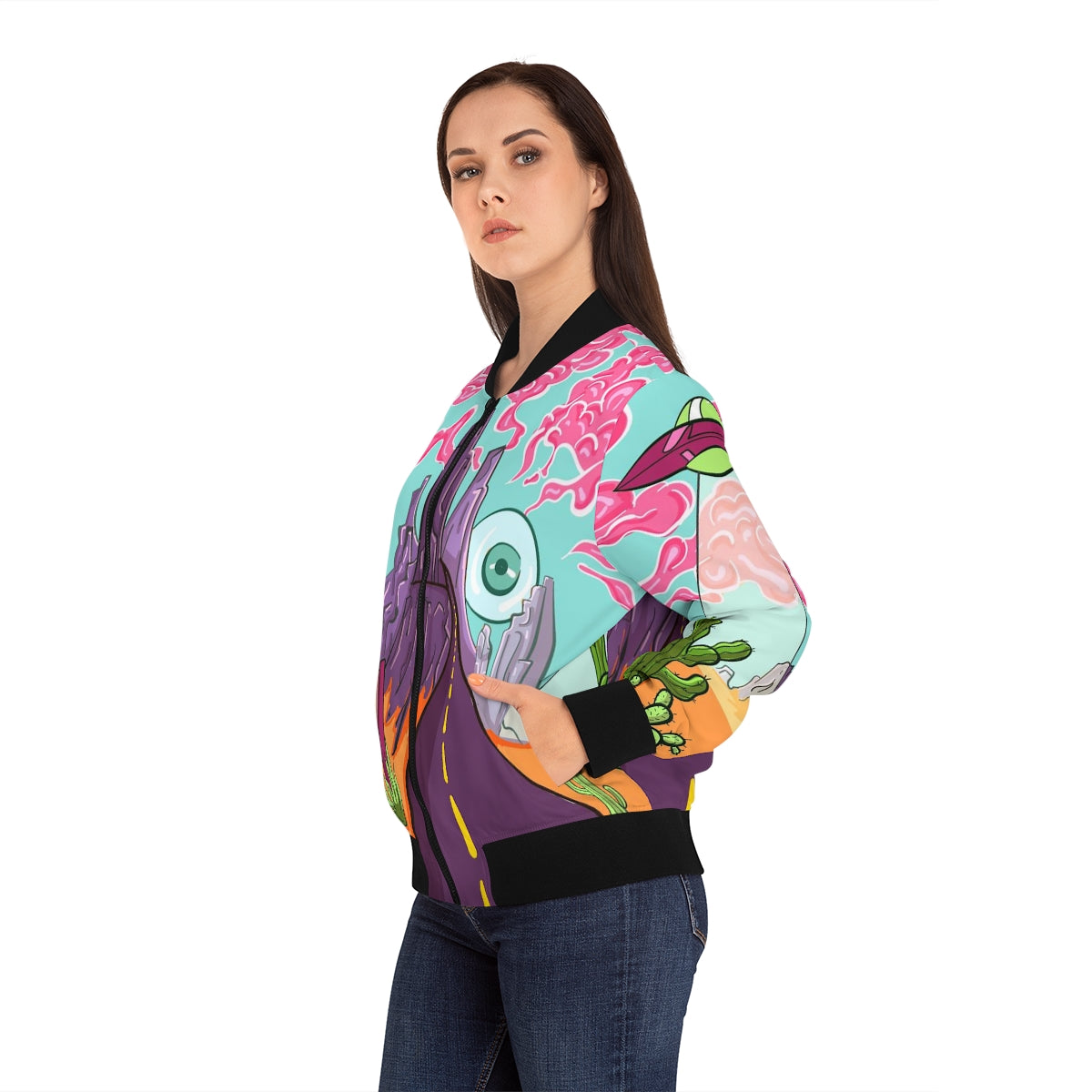 Trippy Alien - Women's Bomber Jacket (AOP)