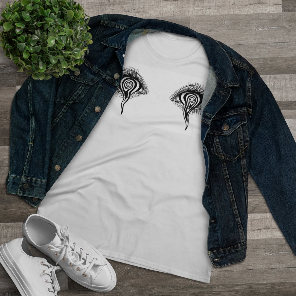 Trippy Eyes | Women's Premium Cotton Tee - Front Print