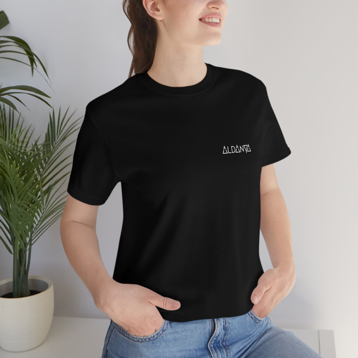 ALDANYA - Elevate your spirit / Listen to Techno | Unisex T-Shirt - Back Print