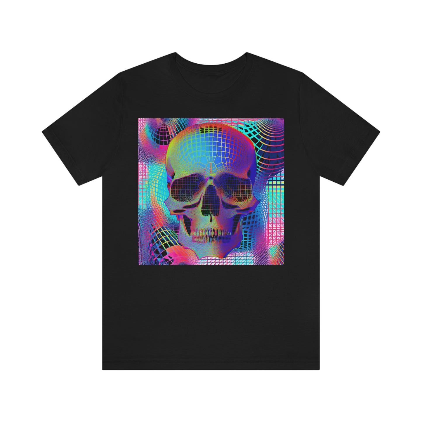 Distorted Grid with Skull | Unisex Jersey Short Sleeve T-Shirt