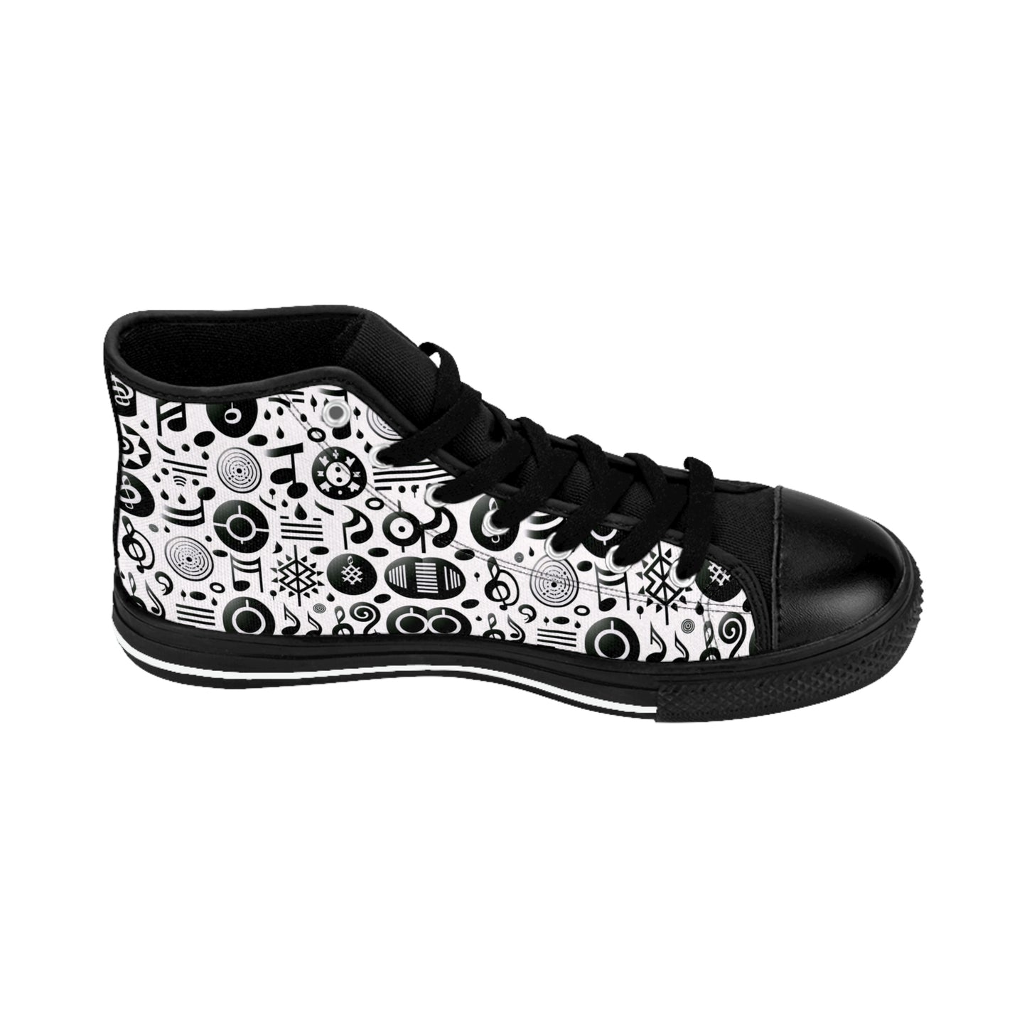 Music Black & White pattern - Men's High-Top Sneakers