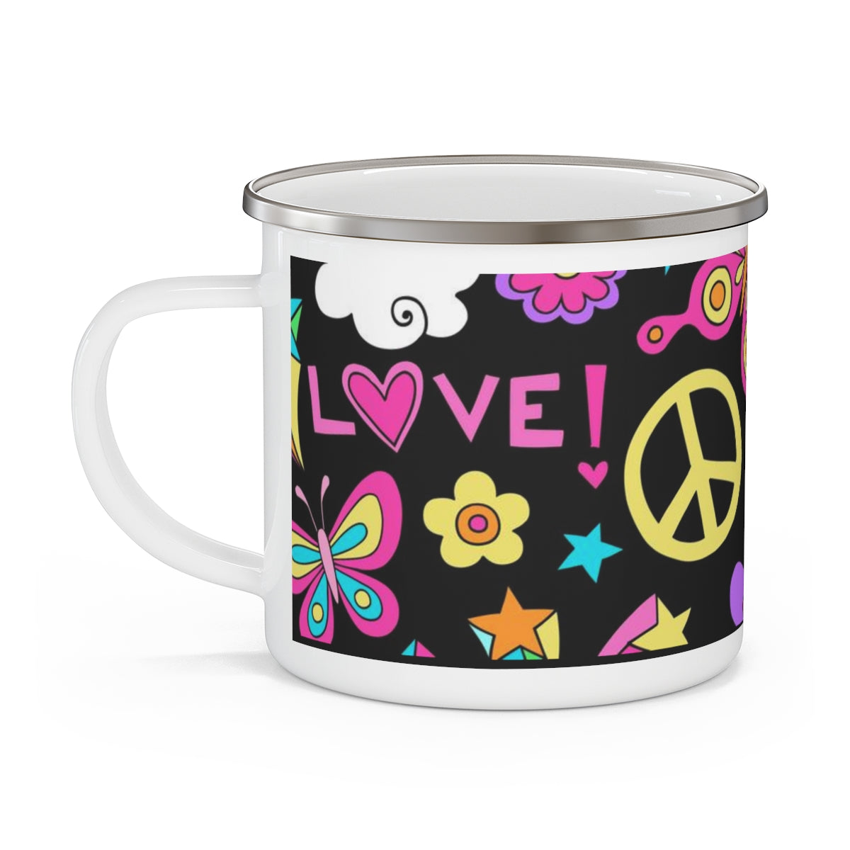 Peace & Love | Enamel Reusable Camping Mug Festival - Dresstorave