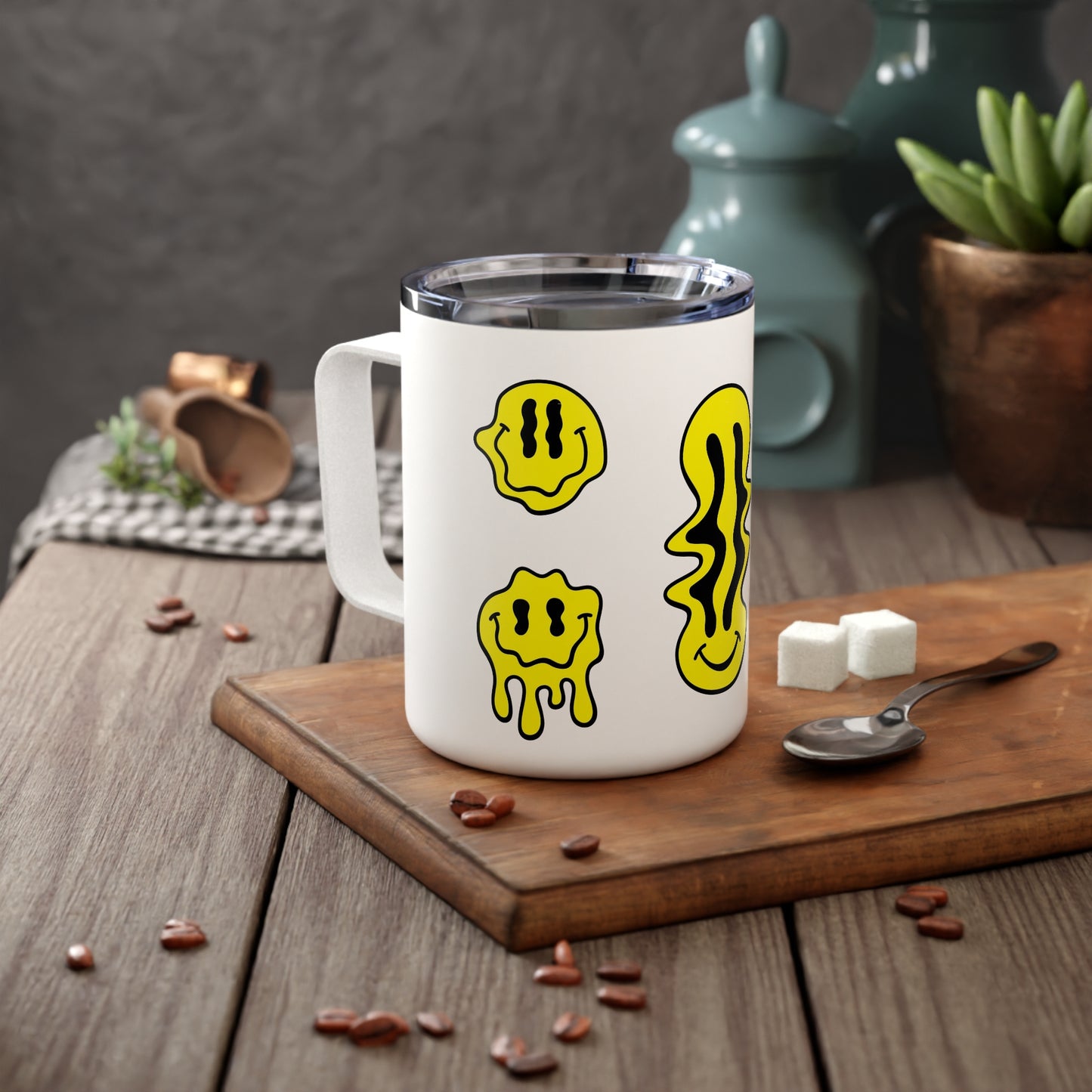 Dripping Smiles | Insulated Coffee Mug, 10oz