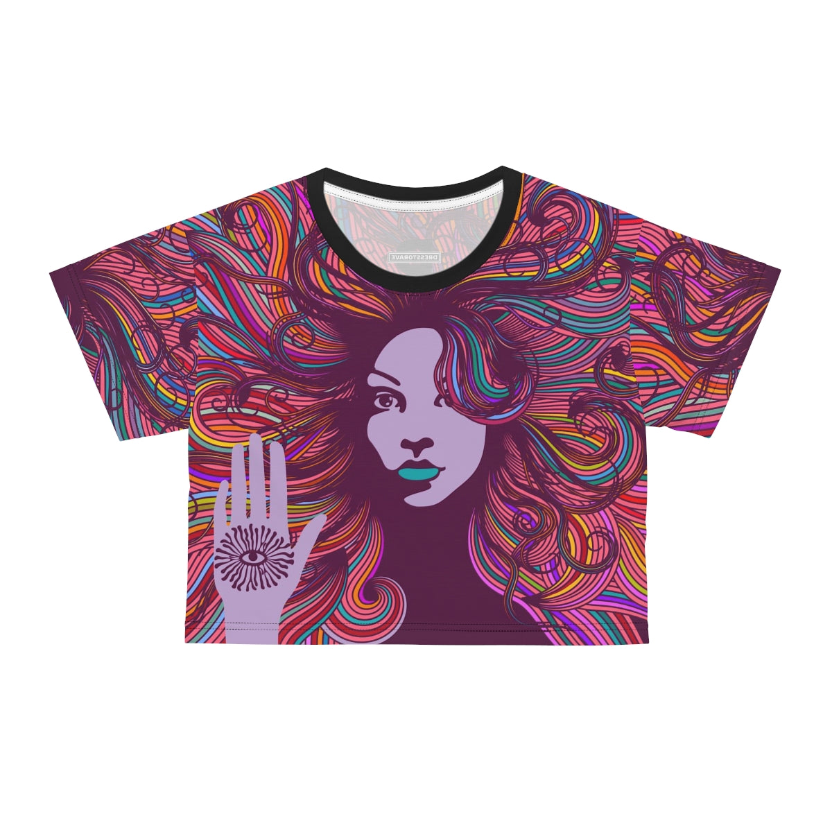 Psy Woman - All Over Print Crop T-Shirt - Dresstorave