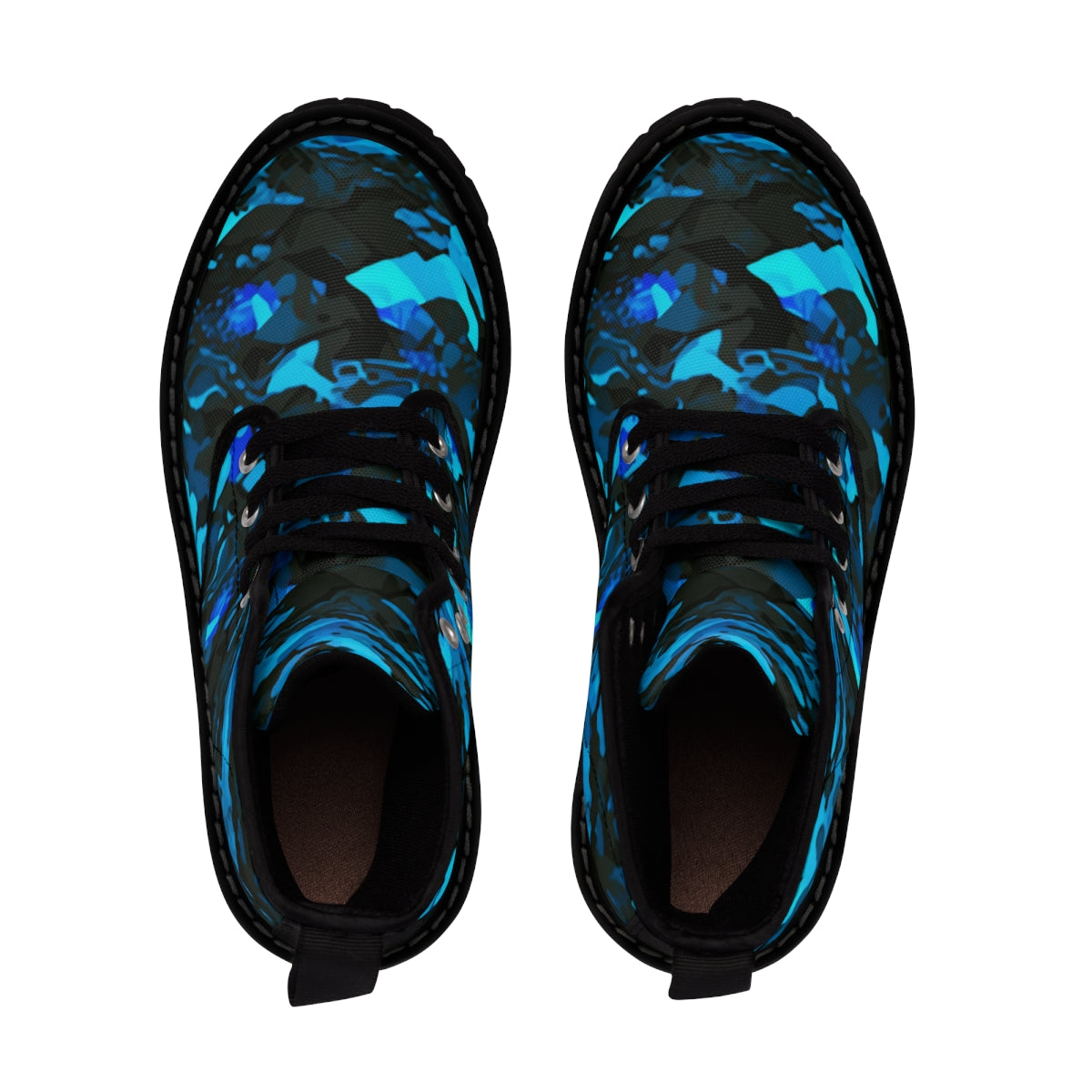 Blue Camouflage Design - Men's Canvas Boots