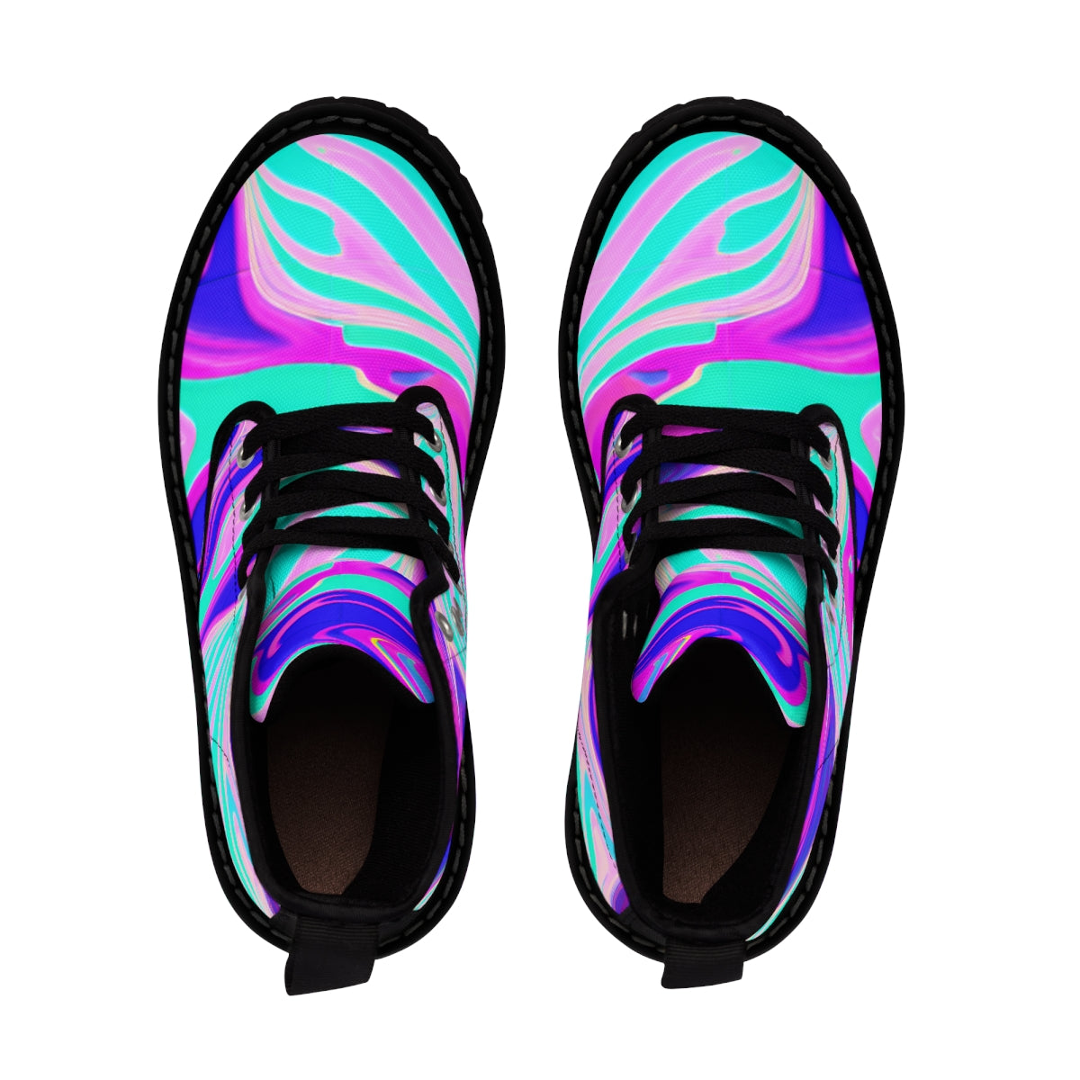 Marble Holographic Purple & Cyan | Women's Canvas Boots