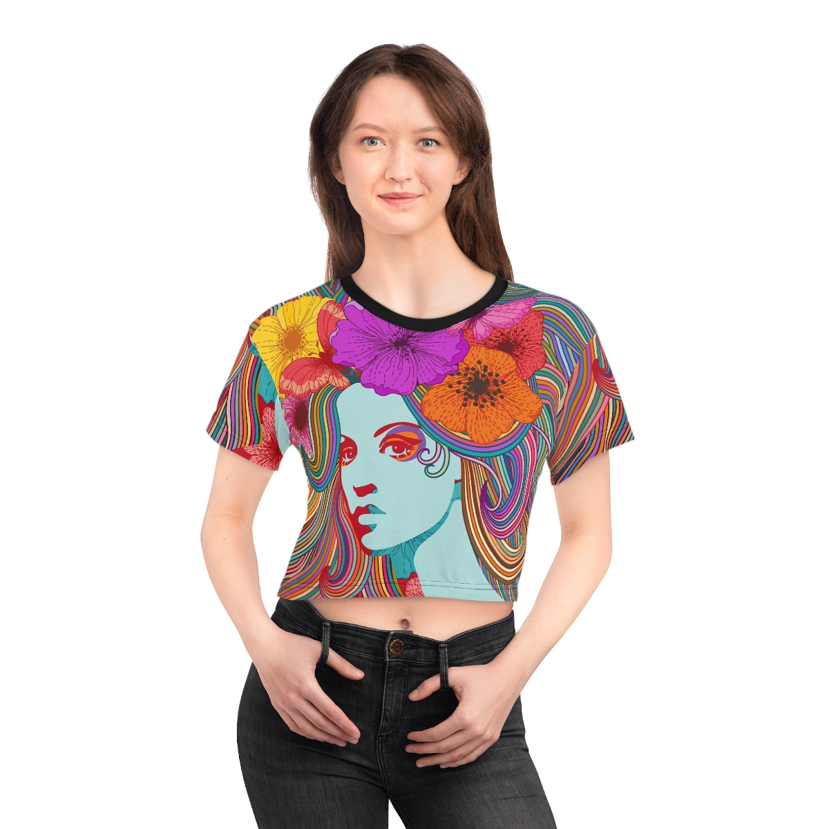 Hippie Portrait - All Over Print Crop T-Shirt - Dresstorave