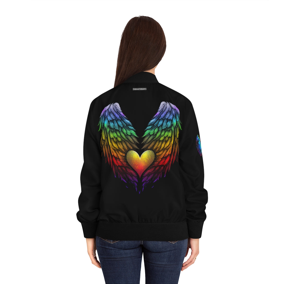 Heart-Shaped Pride Wings Design - Women's Bomber Jacket (AOP)