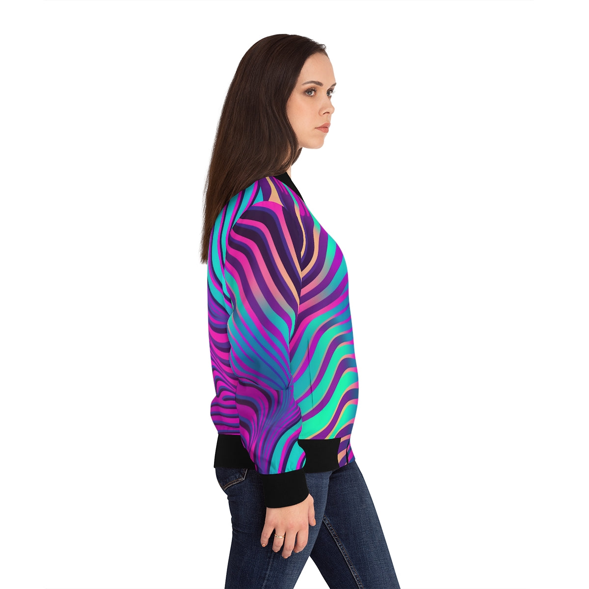 Holographic Zebra - Women's Bomber Jacket (AOP)