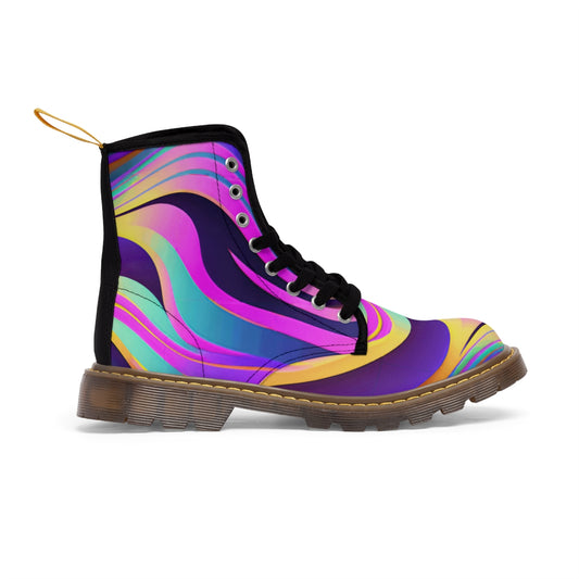 Holographic Zebra Motif - Women's Canvas Boots