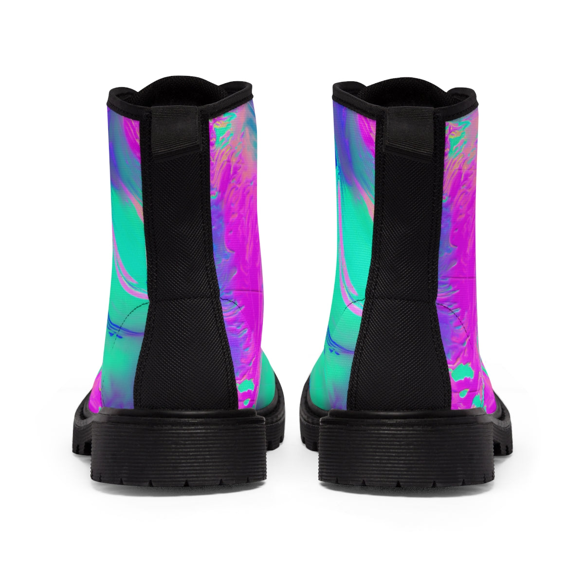 Marble Holographic Cyan & Pink | Women's Canvas Boots