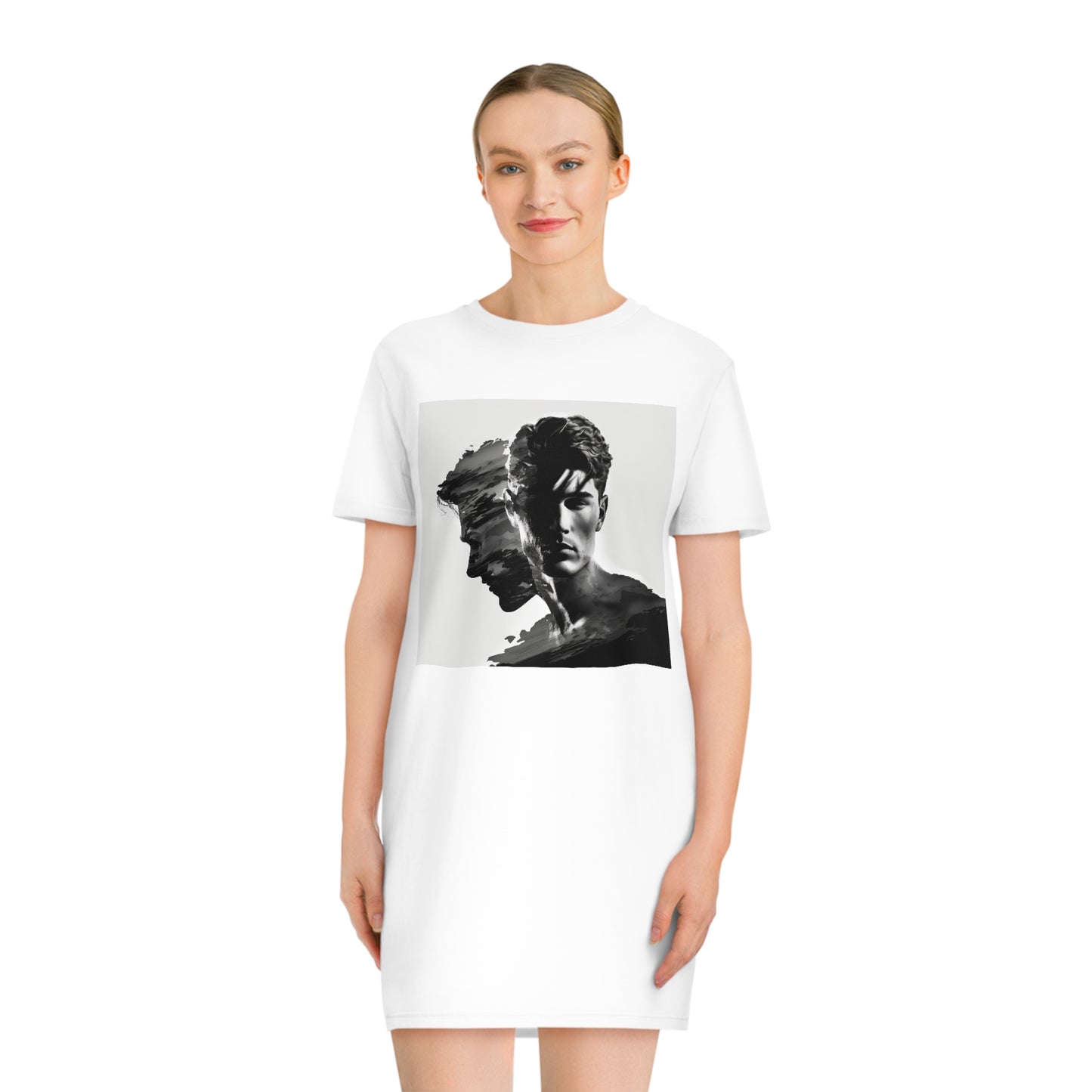 Double exposure man portrait | Spinner T-Shirt Dress