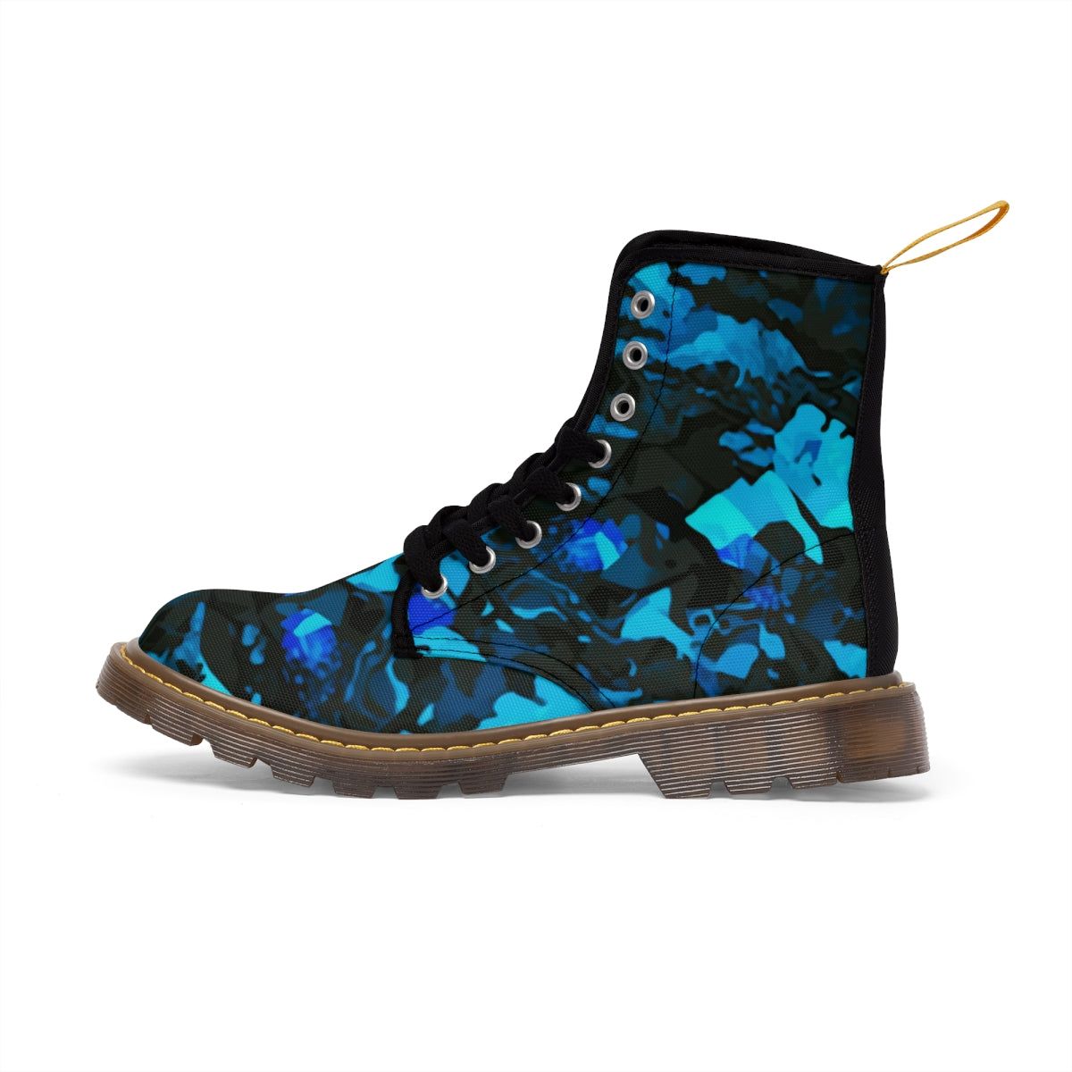 Blue Camouflage Design - Men's Canvas Boots