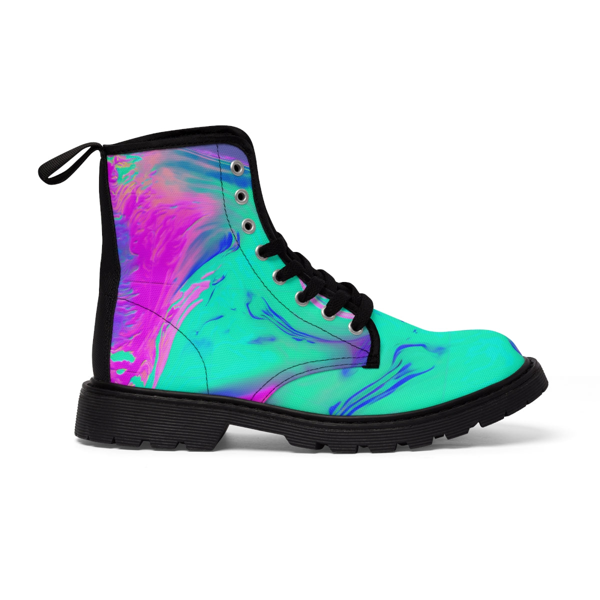 Marble Holographic Cyan & Pink | Women's Canvas Boots