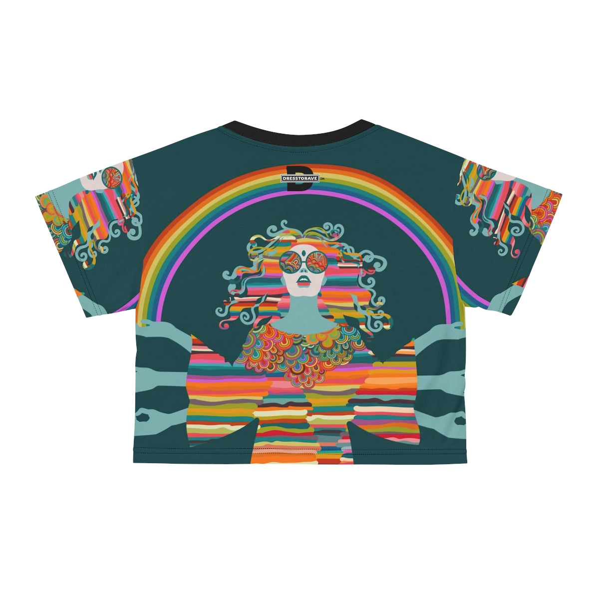 Psychedelic Woman - All Over Print Crop T-Shirt - Dresstorave