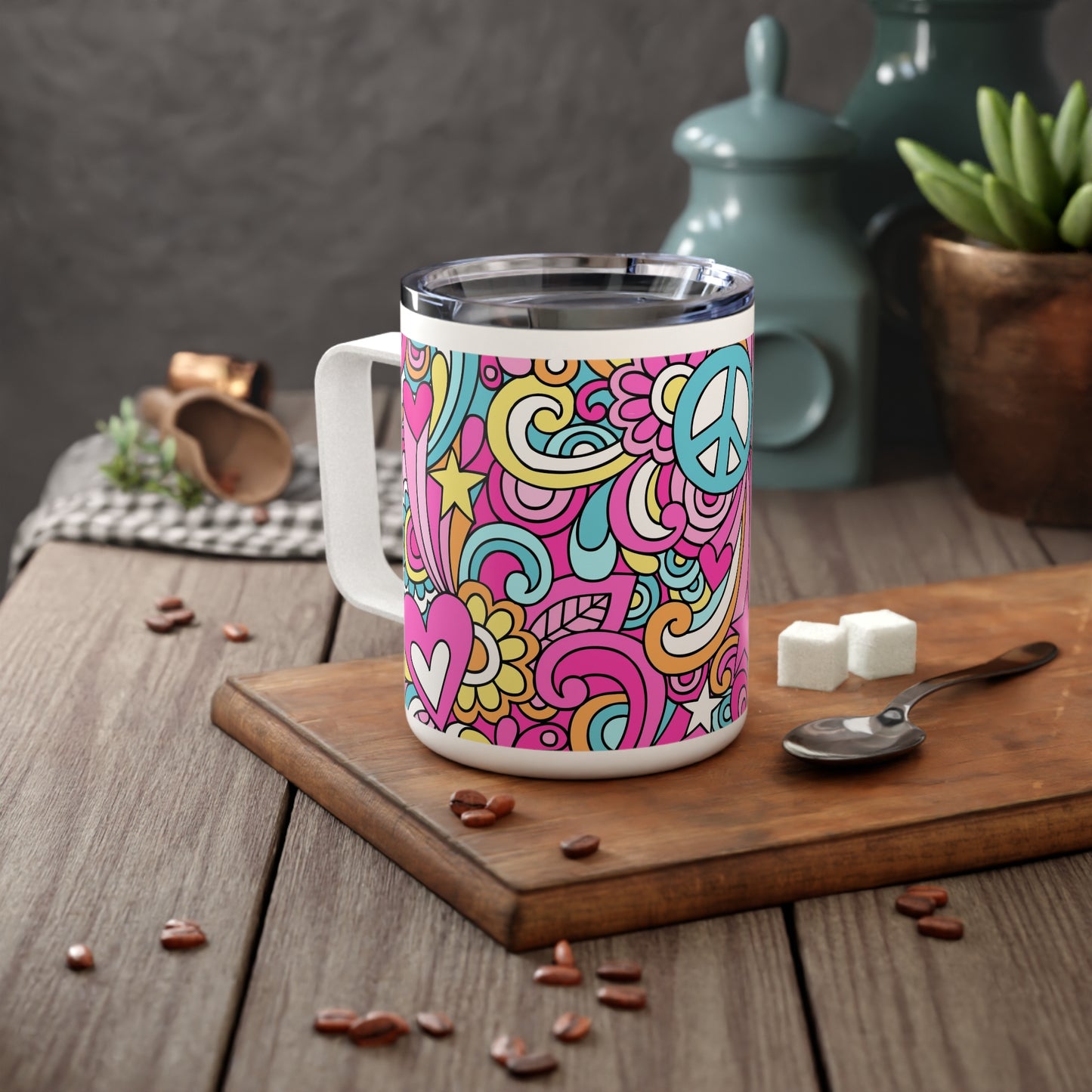 Flower Power Print | Insulated Coffee Mug, 10oz