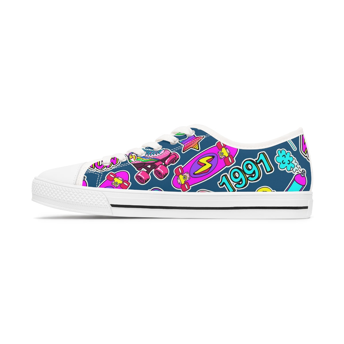 90s Design - Women's Low Top Sneakers ( Black or White Sole )