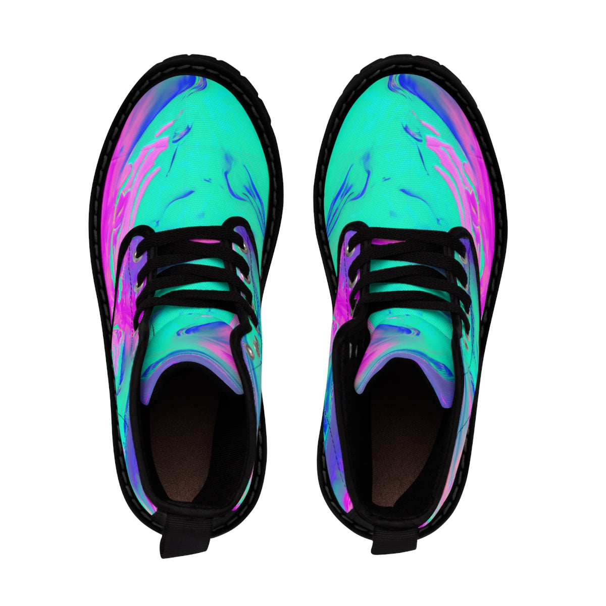 Marble Holographic Cyan & Pink | Women's Canvas Boots