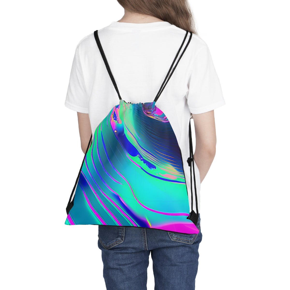 Iridescent Marble Cyan | Drawstring Bag