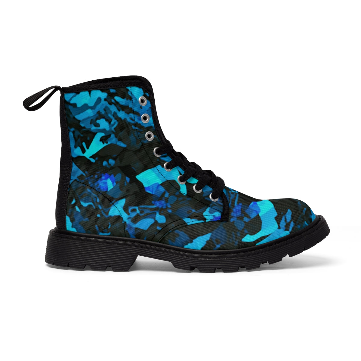 Blue Camouflage Design - Men's Canvas Boots