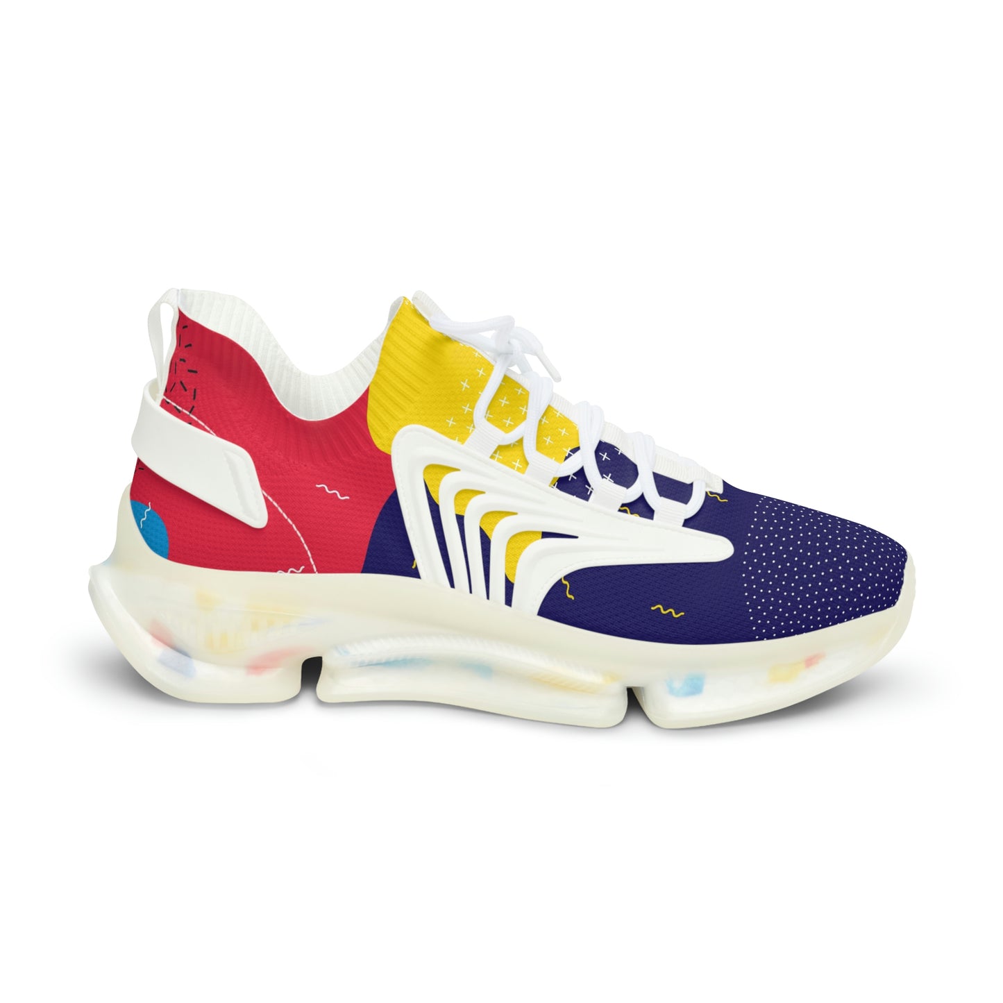 Red / Yellow / Navy Blue - Men's Mesh Sports Sneakers