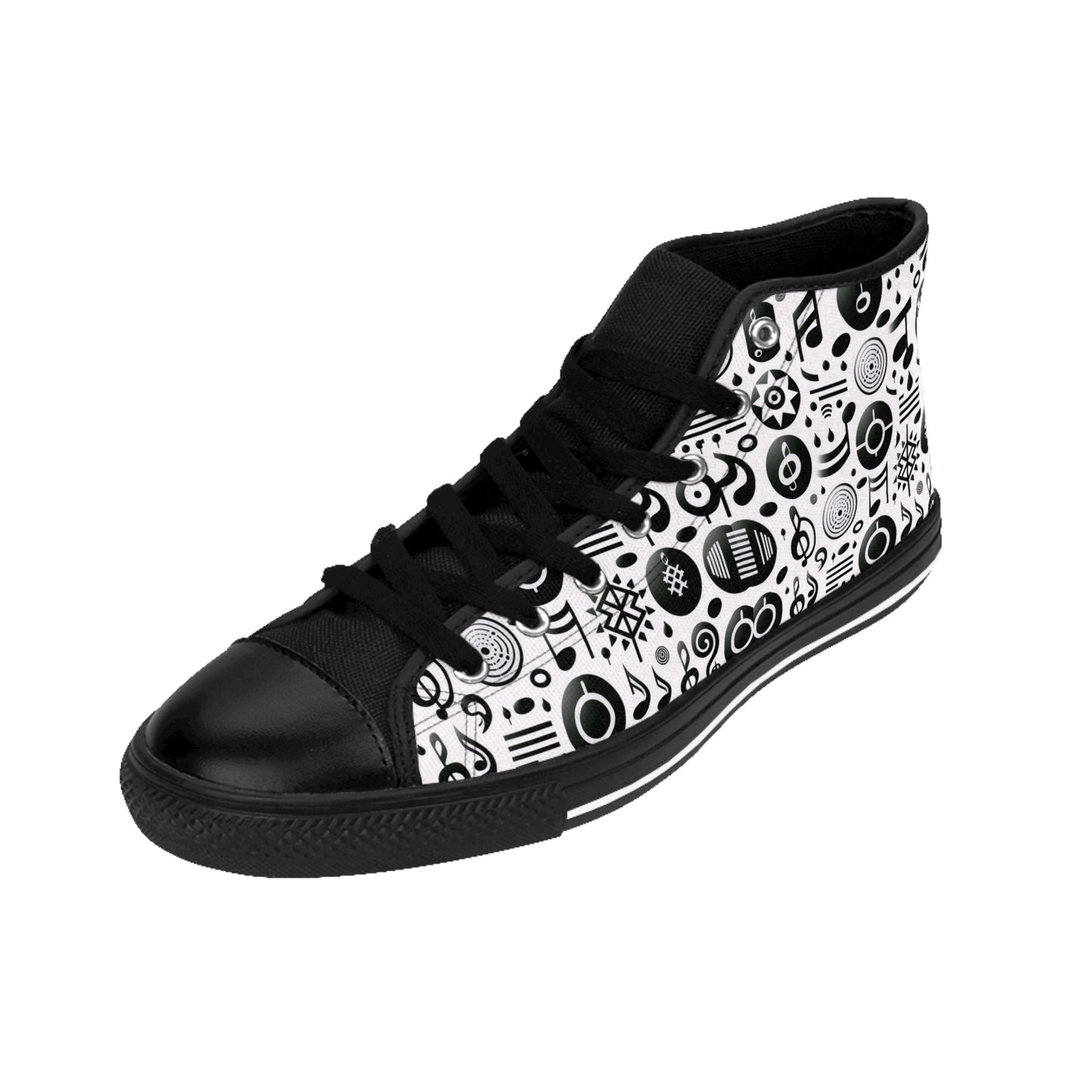 Music Black & White pattern - Men's High-Top Sneakers
