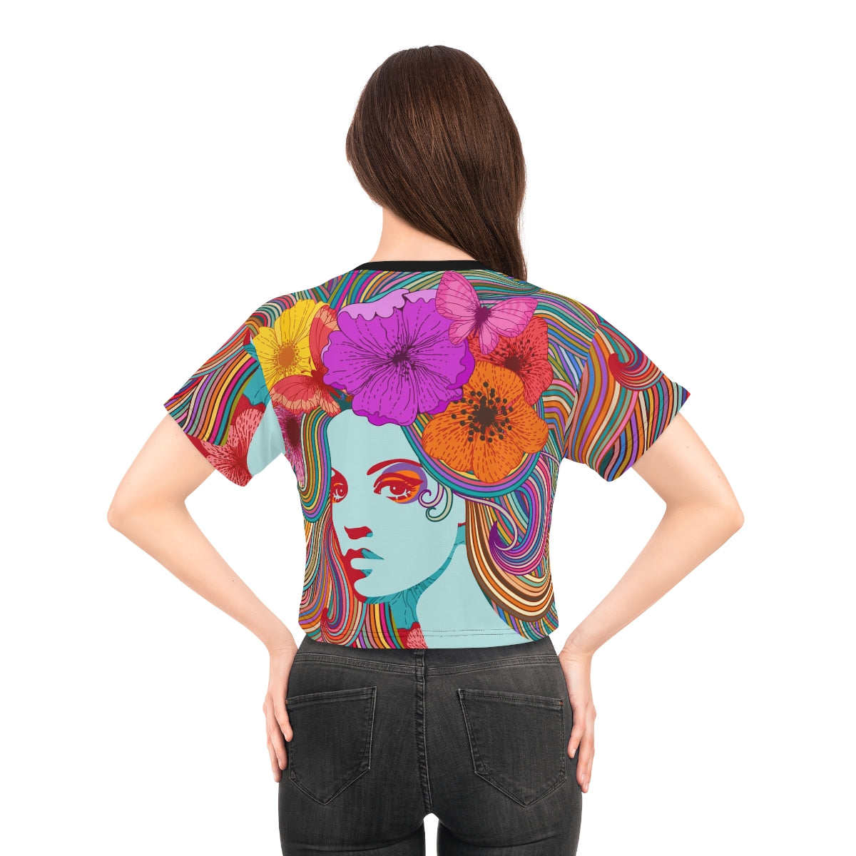 Hippie Portrait - All Over Print Crop T-Shirt - Dresstorave