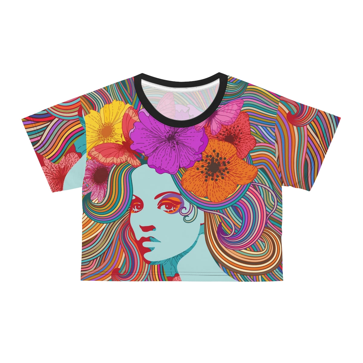 Hippie Portrait - All Over Print Crop T-Shirt - Dresstorave