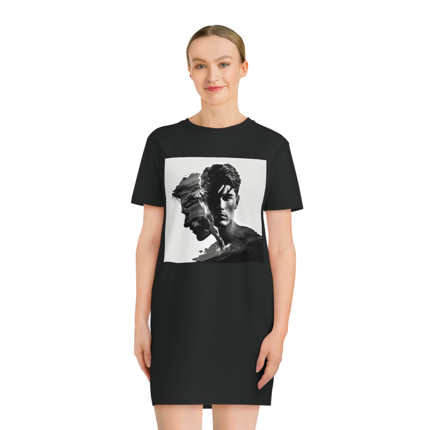 Double exposure man portrait | Spinner T-Shirt Dress