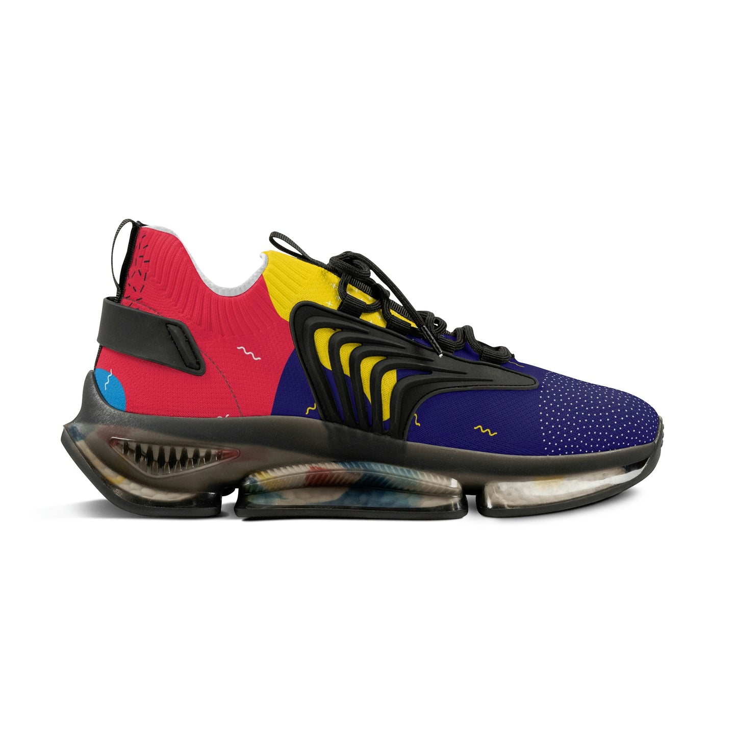 Red / Yellow / Navy Blue - Men's Mesh Sports Sneakers