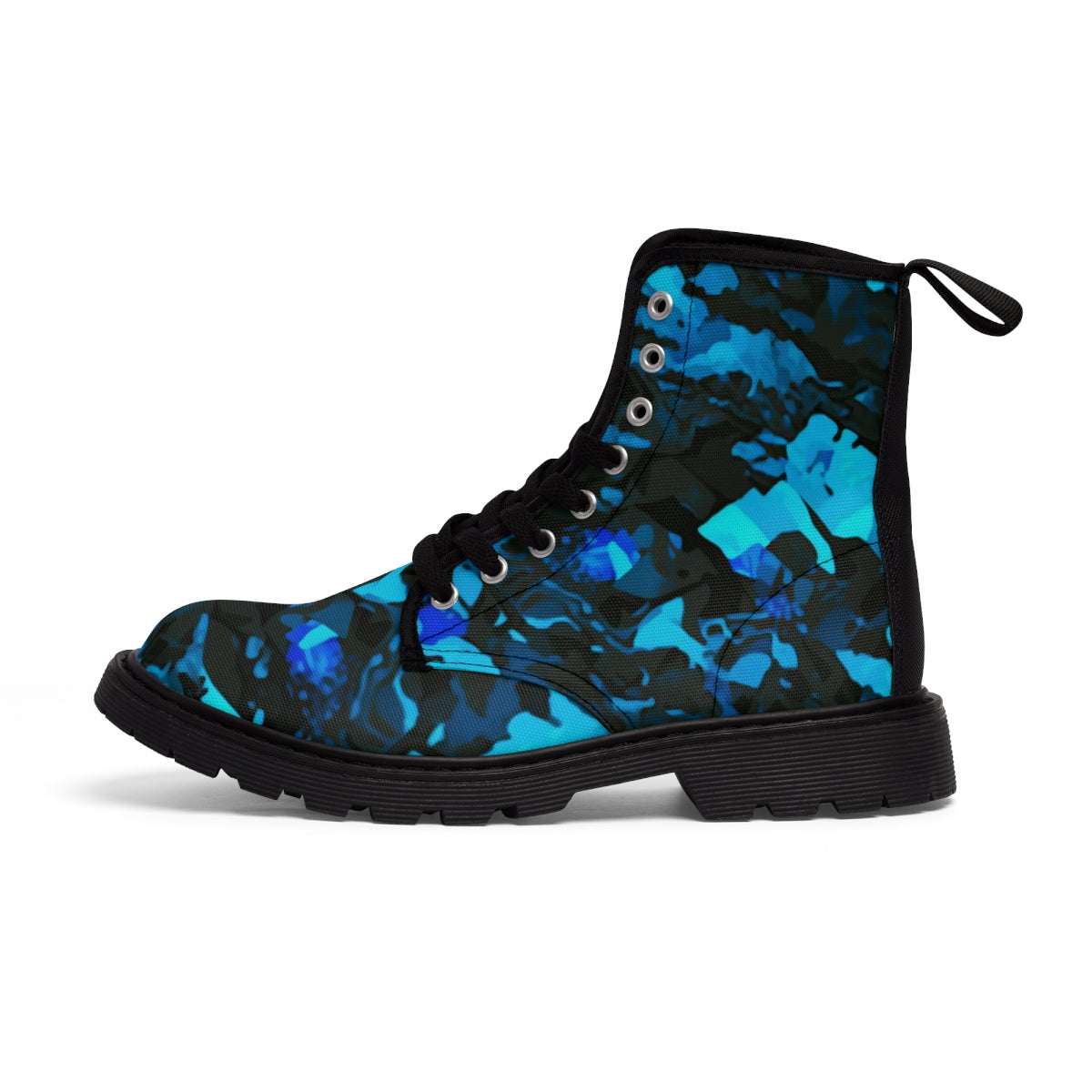 Blue Camouflage Design - Men's Canvas Boots